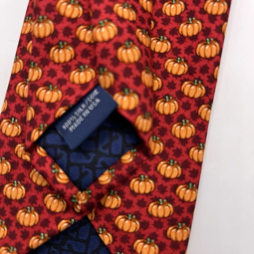 Vineyard Vines Silk Tie Orange Pumpkin All Over Print Preppy